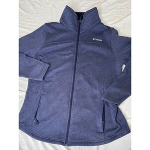 Columbia Women's 1X Navy Blue Full Zip Fleece Jacket Outdoor Hiking Plus Size